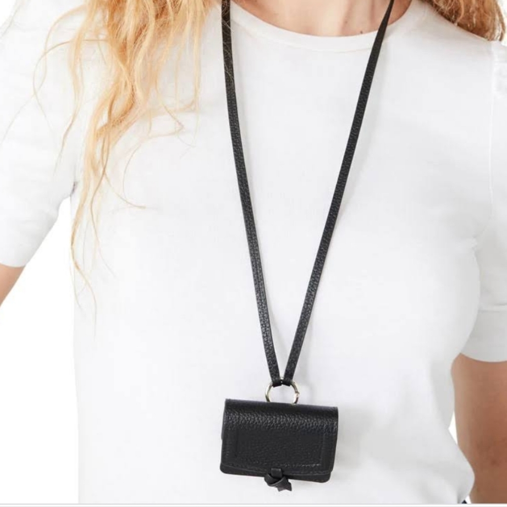 Kate spade airpod case chain necklace black holder new